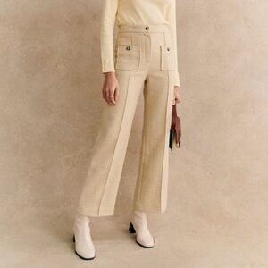 Sézane Emilio Trousers in Mottled Ecru